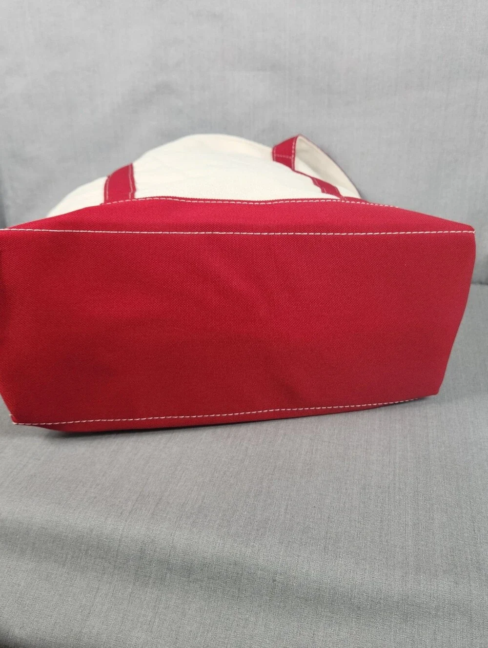 Canvas Tote Bag Embroidered "Jenny" Zipper Closure Vinyl Lining Medium Size Red - Picture 5 of 12